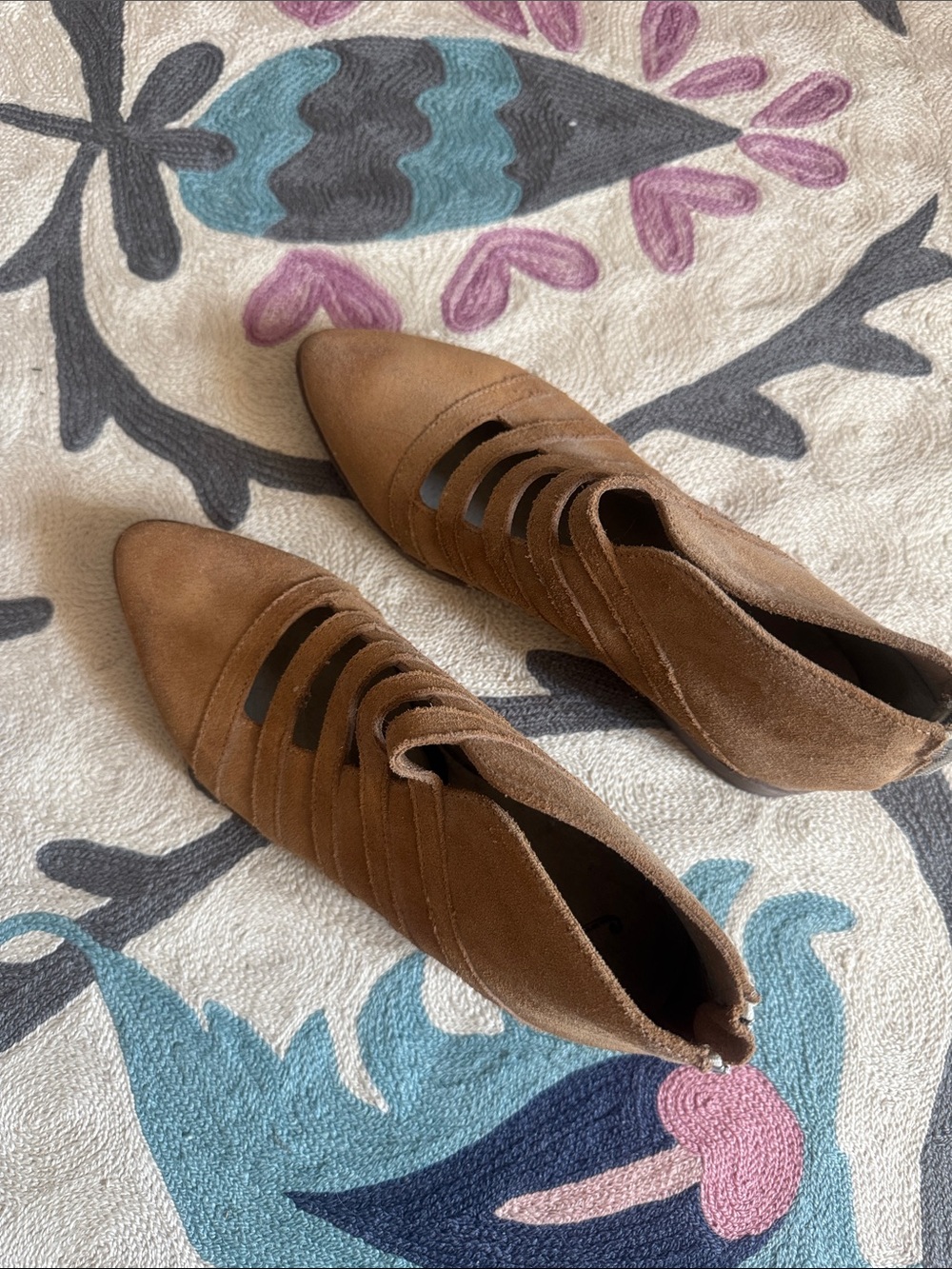 Free People Women’s Brown Suede Cutout Pointed Toe Ankle Shoes